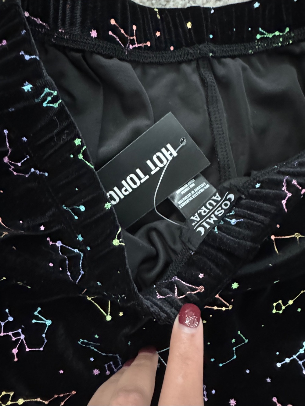 Black Constellation horoscope Velvet lace Sleep Shorts pajama bottom cosmic aura - Picture 4 of 4